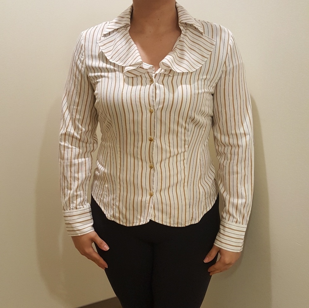 2 for $10 White & gold stripe top
